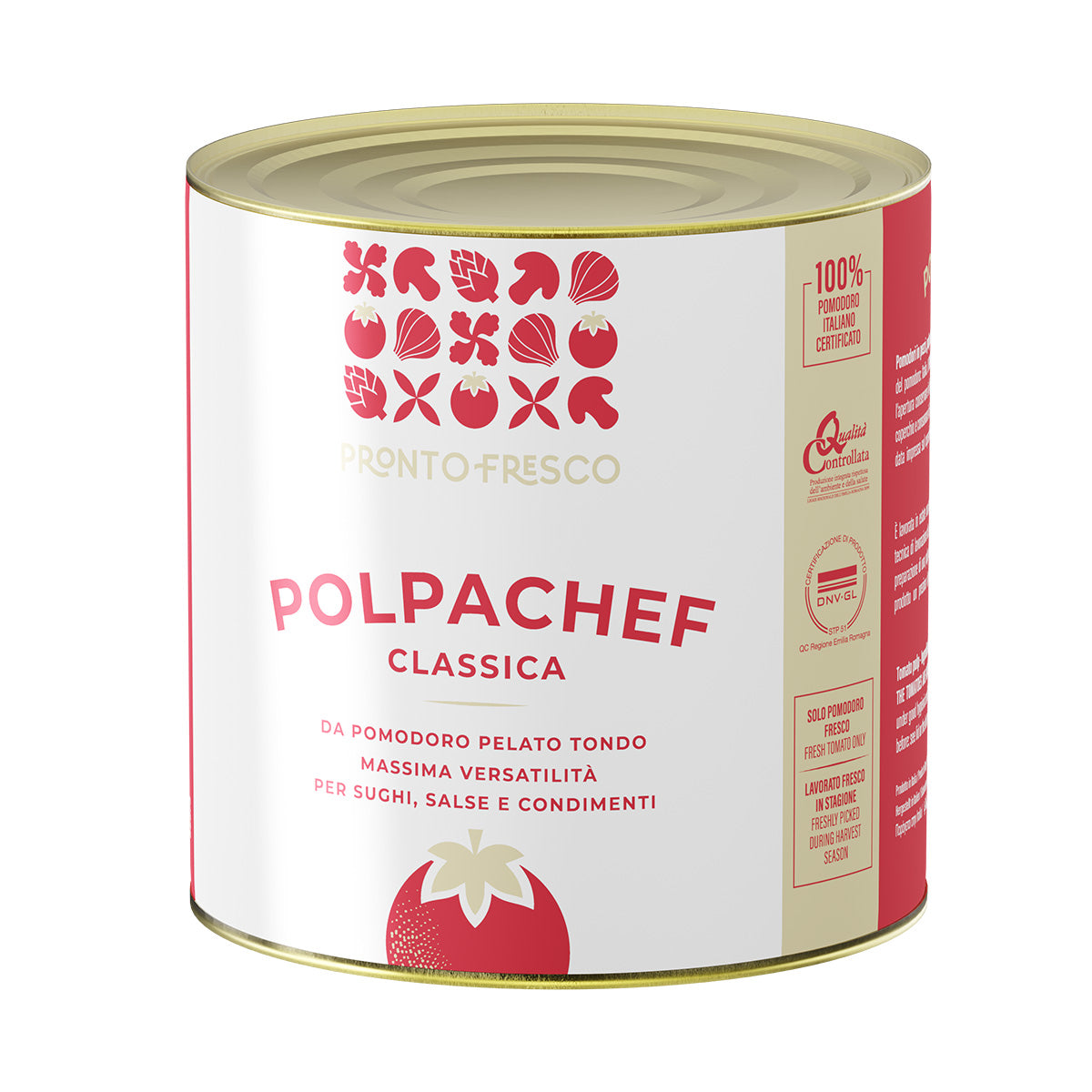 Polpa Chef Classica 4050 gr can, ideal for sauces and dishes, made from quality Italian tomatoes.