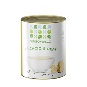 Salsa pronta Cacio e Pepe in a can, ready to enjoy, made with 100% Italian milk and Pecorino Romano DOP.