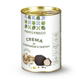 Crema promnta di Champignon e Tartufi neri 500 gr in canna con funghi e tartufi.