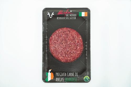 Hamburger bovino adulto di Irlanda, confezione da 8 pz, 200 gr di carne succosa e tenera pronta per cucinare.