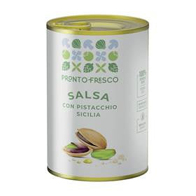 Salsa a base di pistacchio verde Sicilia in latta da 400 gr con pistacchi e ingredienti freschi.