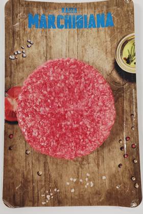 Hamburger bovino adulto Marchigiana 200 gr. confezione da 8 pz. con carne succosa e magra.