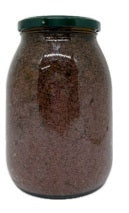 Paté di Olive Nere in Olio di semi di girasole 1 kg jar with green lid showcasing dark olive paste.
