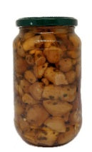 Porcinello Coltivato in Olio di semi di Girasole 1 kg in a glass jar with green lid.
