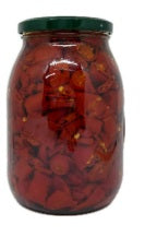 Peperoncino Piccante Rondelle in Olio di semi di Girasole in a glass jar, ideal for pizzerias and appetizers.
