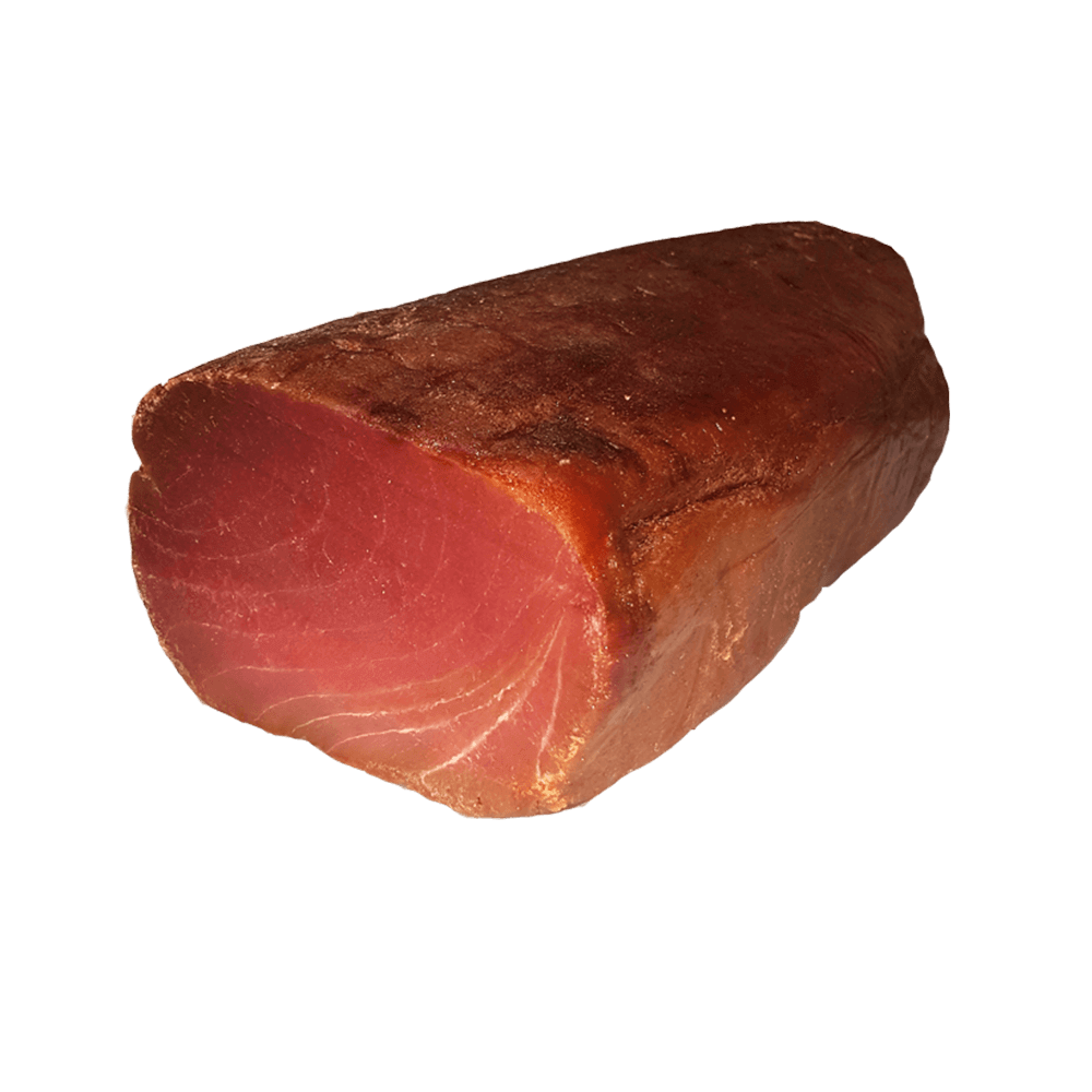 Bresaola di Tonno trancio affumicato di tonno a pinne gialle del peso di 1.5 kg circa.