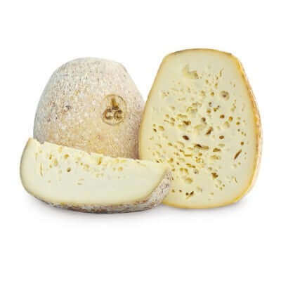 Caciocchiato Semistagionato cheese with characteristic holes, made from cow's milk, typical of Calabria.