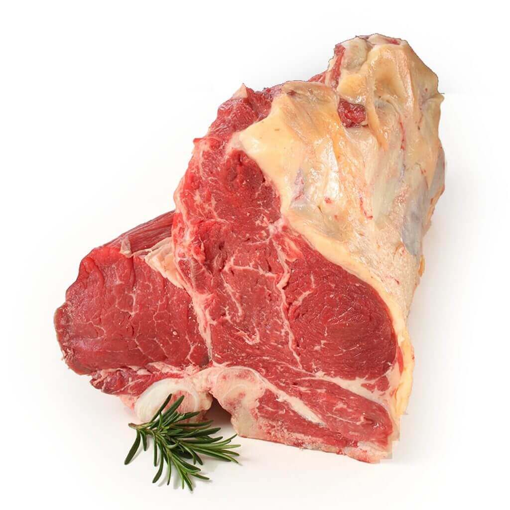Fiorentina di Vitello Podolico Semibrado 12 kg cut with rosemary, showcasing premium quality meat.