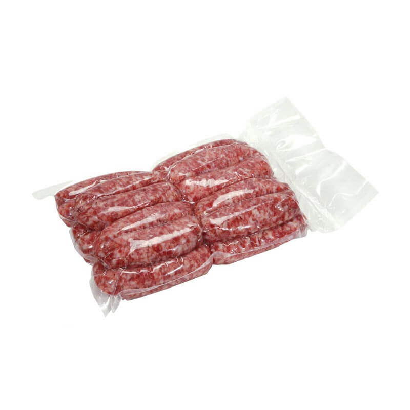 Salsiccia Cruda di Maiale Semibrado Calabrese in vaschetta sigillata, fresca e priva di conservanti.