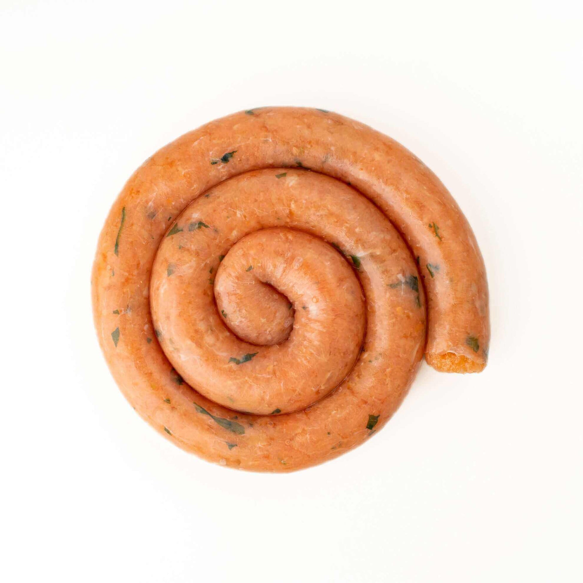 Fresh seasonal fish sausage, 3 kg pack, made from wild-caught fish, breadcrumbs, natural herbs, and spices.